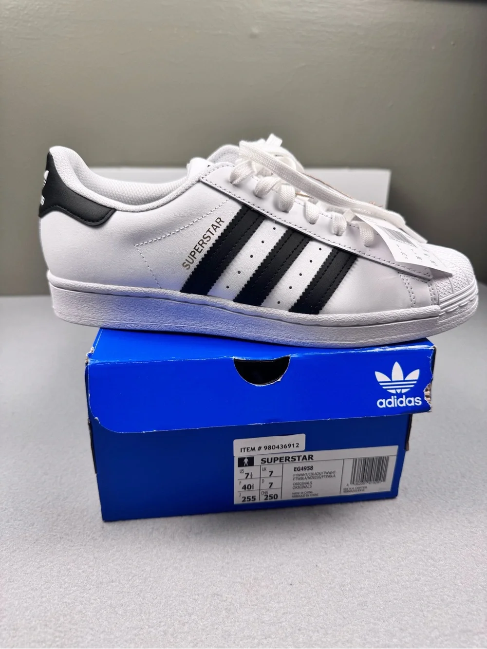adidas White and Black Superstar Casual Sneakers